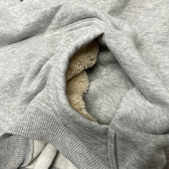 Aerie Oversized Cozy Spring Street Faux Fur Lined Hoodie Sweatshirt Gray M - Picture 15 of 16